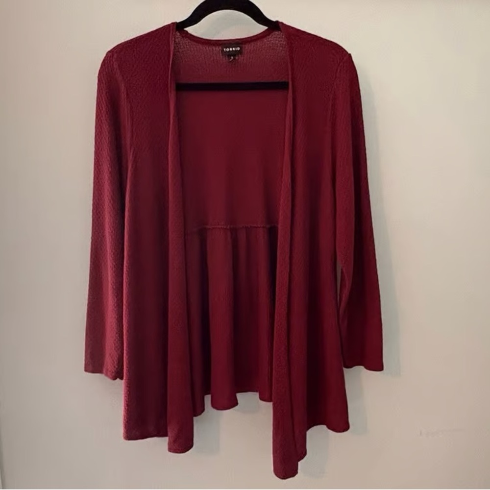 Torrid Deep Red Open Front Cardigan
